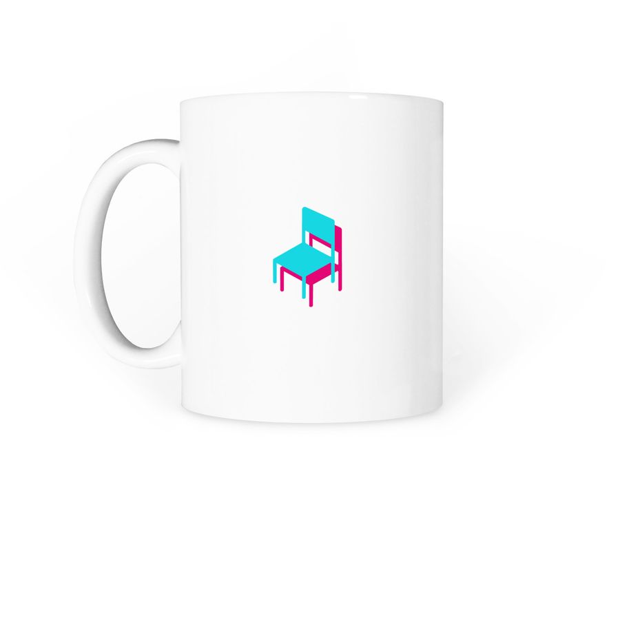 Two Chairs Mug, a White Coffee Mug (back-view)