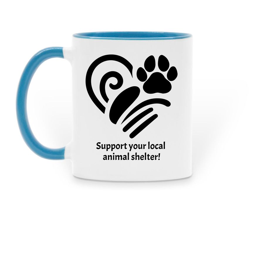 PHS logo Mug, a Light Blue Two-Tone Ceramic Mug (back-view)