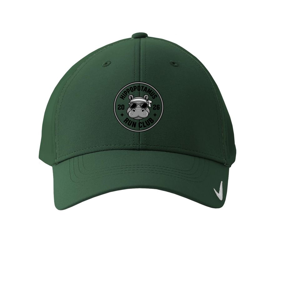 Hippopotamus Run Club Hats, a Gorge Green Printed Nike Dri-FIT Legacy Performance Cap