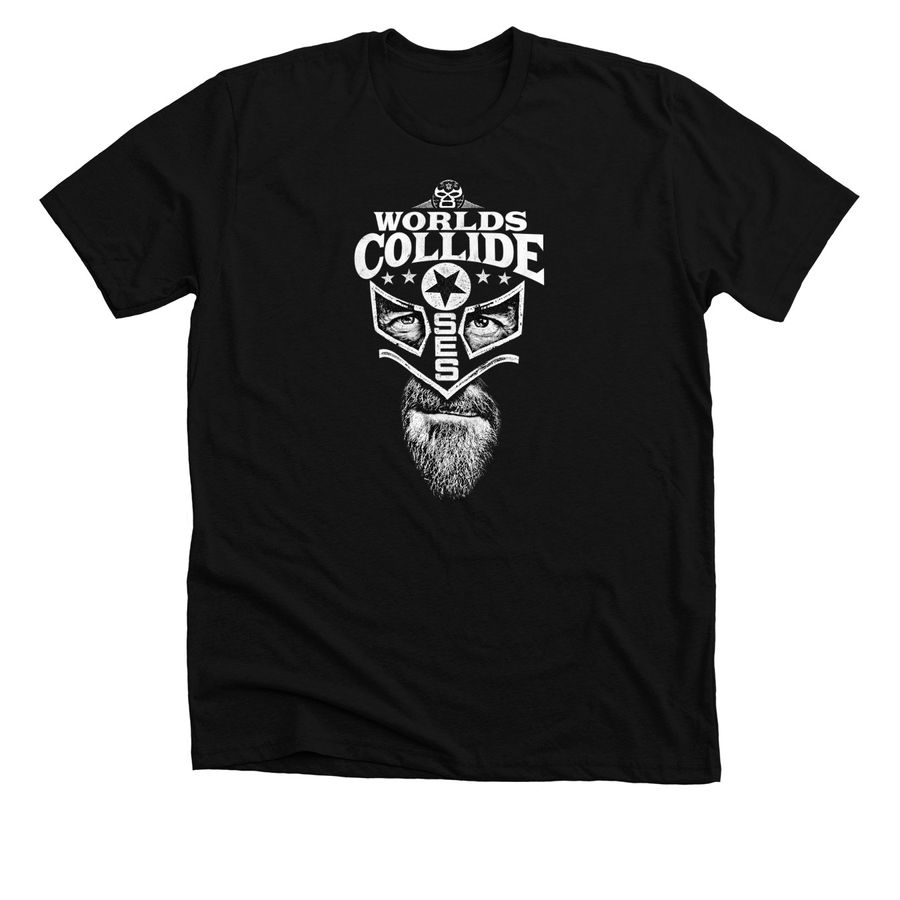 Cm Punk SES Mask Worlds Collide Shirt 2026, a Solid Black Blend Premium Unisex Tee