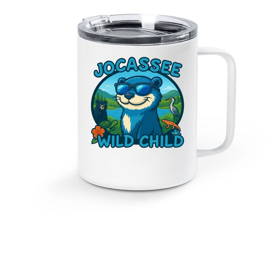 Travel Mug, a White Stainless Steel Travel Mug