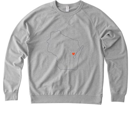 Love for the Fox Cities, a Granite Grey Heather Allmade Organic French Terry Crewneck Sweatshirt