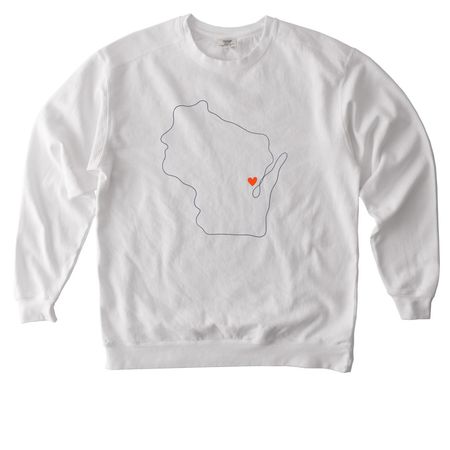 Love for the Fox Cities, a White Comfort Colors Crewneck Sweatshirt