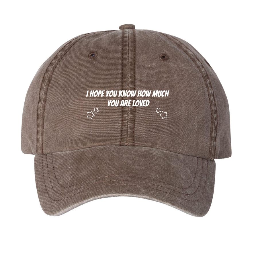 You are Loved, a Brown Printed Pigment Dye Baseball Cap