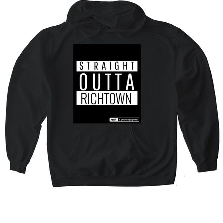 Straight Outta Richtown, a Black Gildan Softstyle Pullover Hoodie