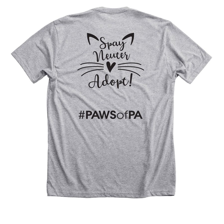 Spay Neuter Adopt, a Athletic Heather Premium Unisex Tee (back-view)