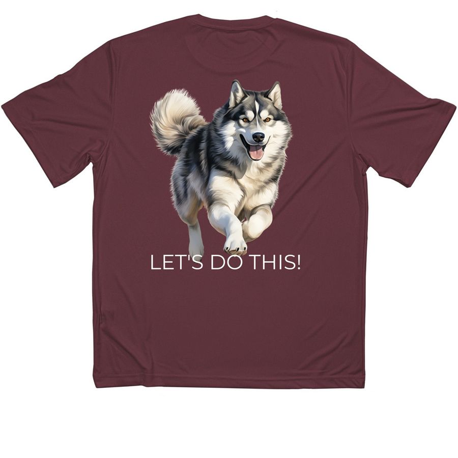 For our future, a Maroon Classic Performance Tee (back-view)