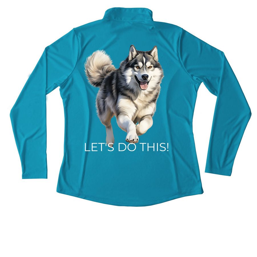 For our future, a Atomic Blue Women's Performance Quarter Zip Pullover (back-view)
