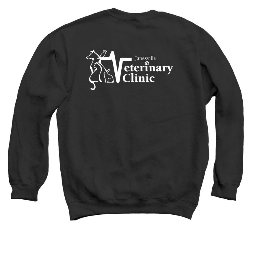 &nbsp;Peace Love Rescue, a Black Crewneck Sweatshirt (back-view)