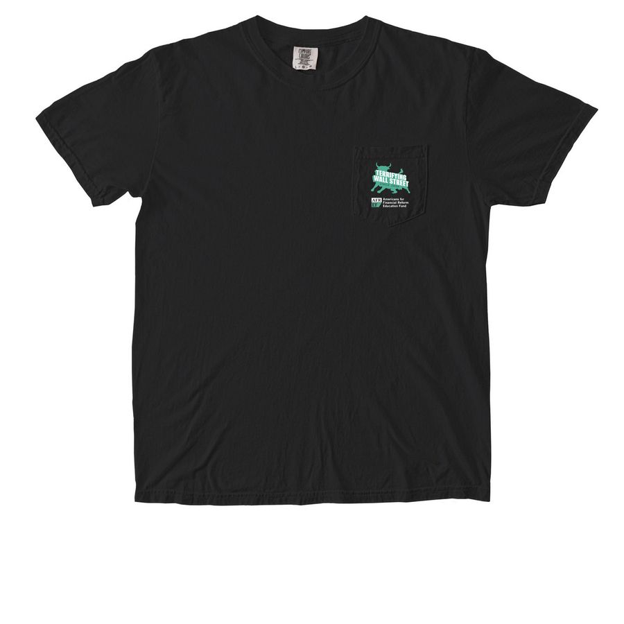 Terrifying Wall Street Pocket Tee, Dark, a Black Comfort Colors Pocket Tee