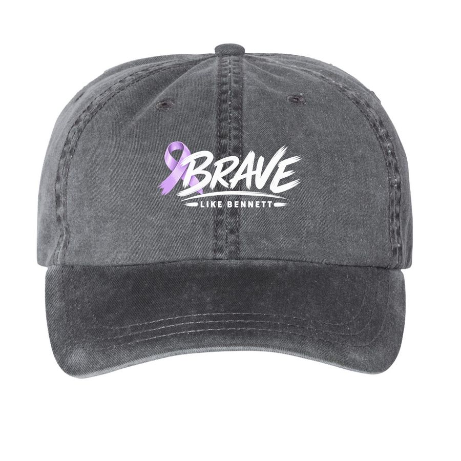 Brave like Bennett Hats, a Black Printed Pigment Dye Baseball Cap