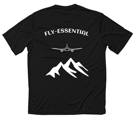 FLY ESSENTIAL SHIRTS, a Black Classic Performance Tee (back-view)