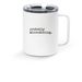 Probably Microdosing Logo Travel Mug, a White Stainless Steel Travel Mug