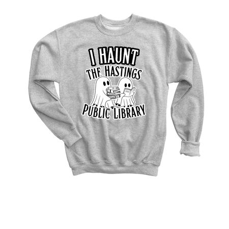 I Haunt the Hastings Public Library, a Sport Grey Youth Crewneck Sweatshirt