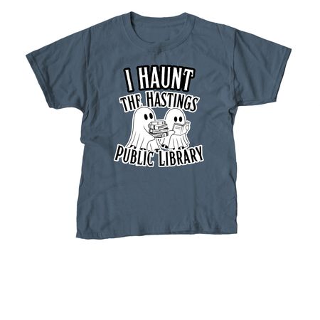 I Haunt the Hastings Public Library, a Indigo Youth Unisex Tee