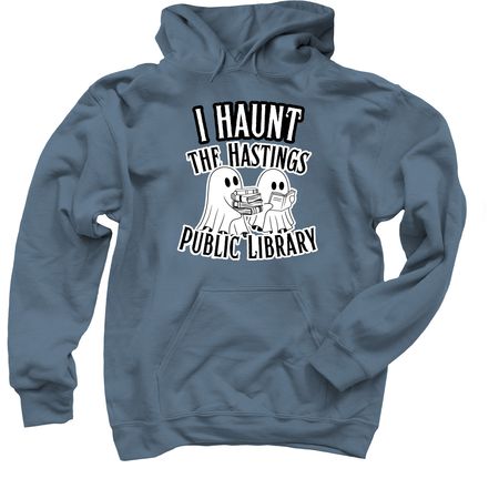 I Haunt the Hastings Public Library, a Indigo Pullover Hoodie
