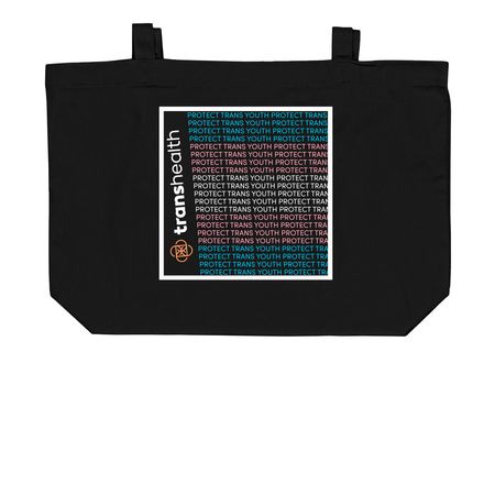 Tote Bags - PTYW, a Black Large Organic Cotton Tote Bag