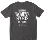 Keeping Women's Sports in Focus, a Charcoal Softstyle Cotton Tee (back-view)