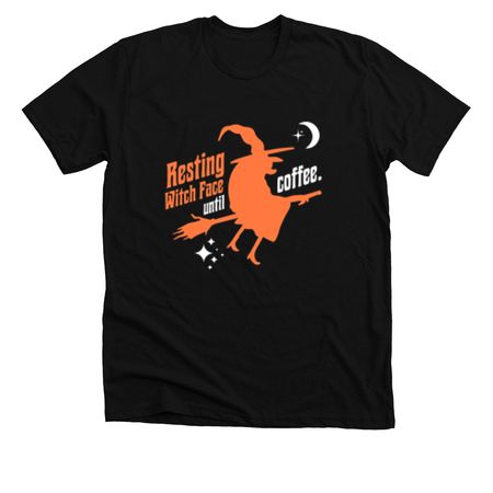 Witch face/orange letters, a Solid Black Blend Premium Unisex Tee