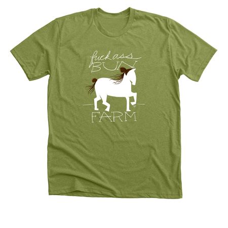 F!CK ASS BUN FARM, a Heather Green Premium Unisex Tee