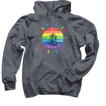 Exit 7 Pride Hoodie, a Dark Heather Pullover Hoodie