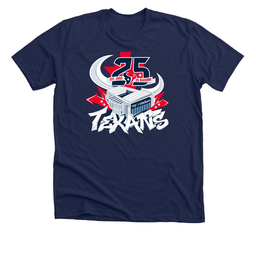 Est 2002 Texans 25 Seasons T Shirt, a Solid Navy Blend Premium Unisex Tee