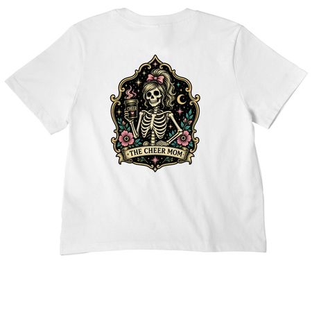 Skeleton - Cheer Mom, a White Women's Heavyweight Tee (back-view)
