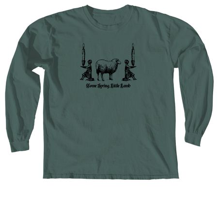 Come Spring, Little Lamb - DARK Collection, a Blue Spruce Comfort Colors Long Sleeve Tee