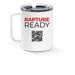 RAPTURE READY TRAVEL MUG, a White Stainless Steel Travel Mug (back-view)