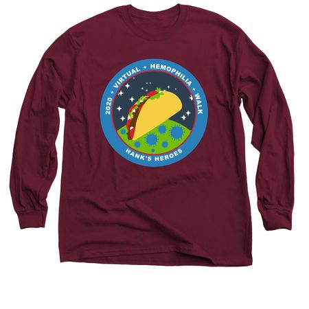 2020 Hank's Heroes Hemophilia Walk T-Shirt, a Maroon Classic Long Sleeve Tee
