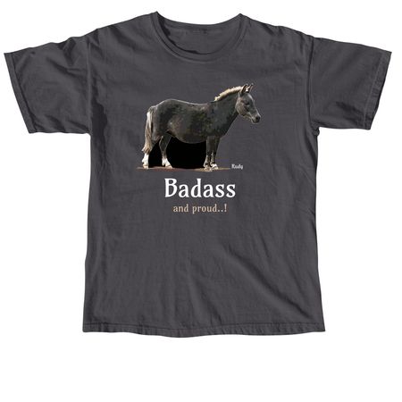 Rudy, our Badass mini-mule!, a Graphite Comfort Colors Unisex Tee