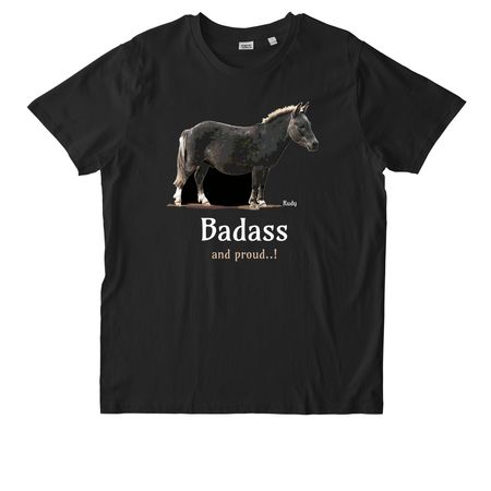 Rudy, our Badass mini-mule!, a Black Stanley/Stella Unisex Rocker Tee