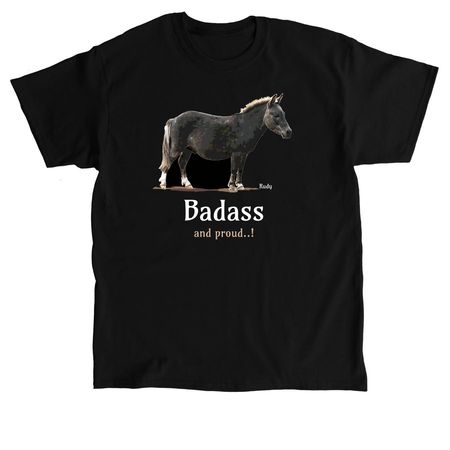Rudy, our Badass mini-mule!, a Black Classic Unisex Tee