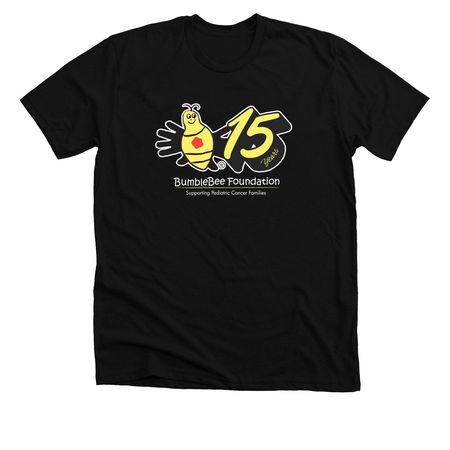 15 Year hero logo, a Solid Black Blend Premium Unisex Tee