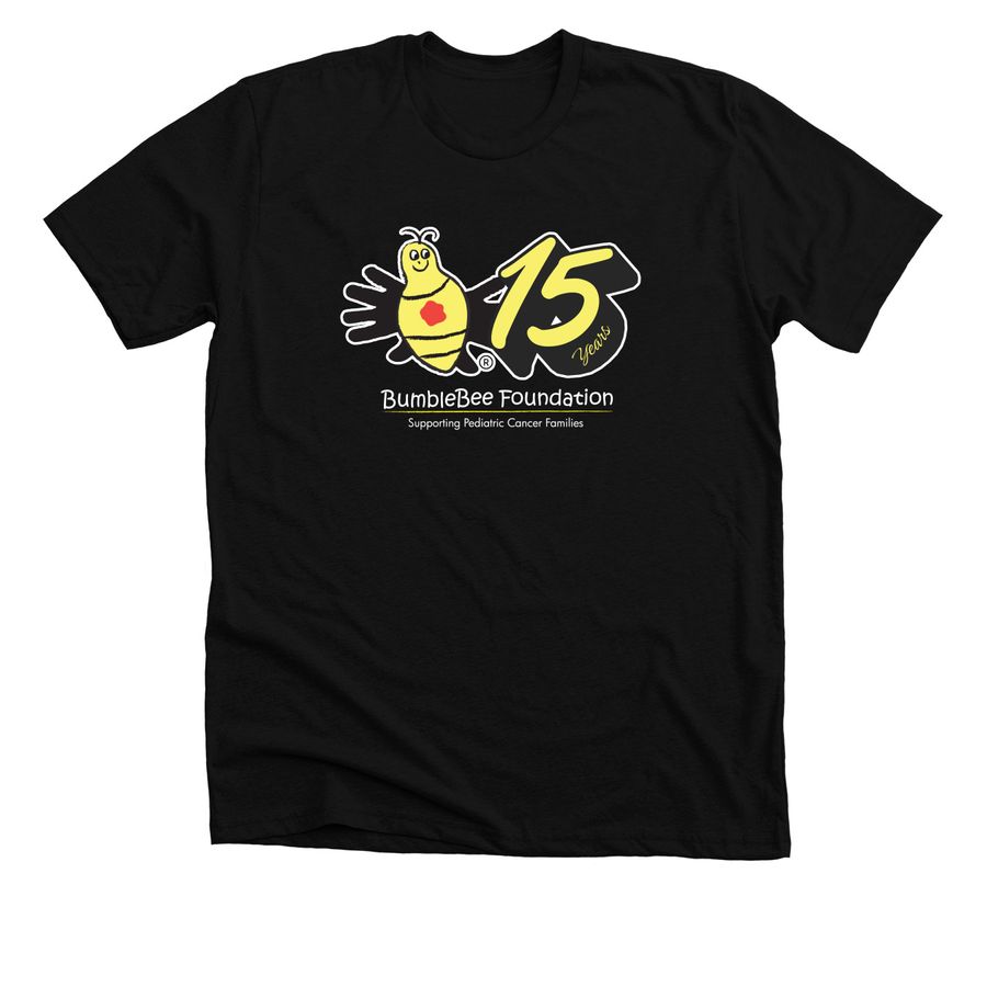 15 Year hero logo, a Solid Black Blend Premium Unisex Tee
