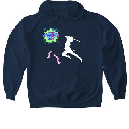 Ready for a battle, a Navy Gildan Softstyle Pullover Hoodie