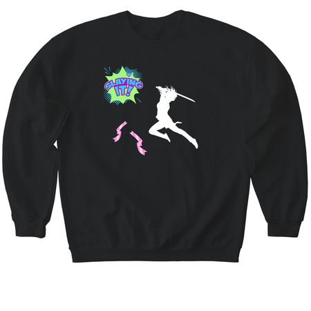 Ready for a battle, a Black Softstyle Crewneck Sweatshirt