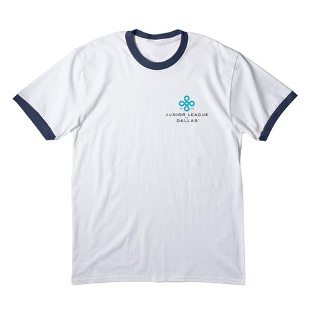JLD Classic Logo - Light, a White/ Navy Cotton Ringer Tee