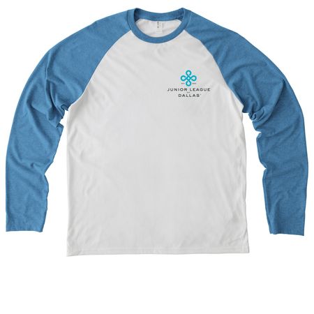 JLD Classic Logo - Light, a Azure Blue/ Bright White Allmade Eco Triblend Colorblock Raglan Long Sleeve Tee
