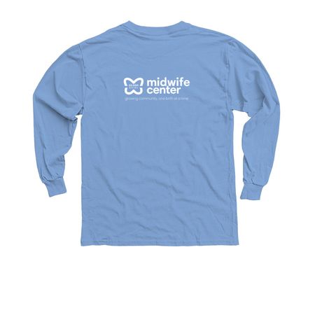 I supported 1 of 10,000 births (Youth), a Carolina Blue Youth Long Sleeve Tee (back-view)