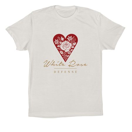 White Rose Defense Logo Shirts, a Vintage White Premium Cotton Tee