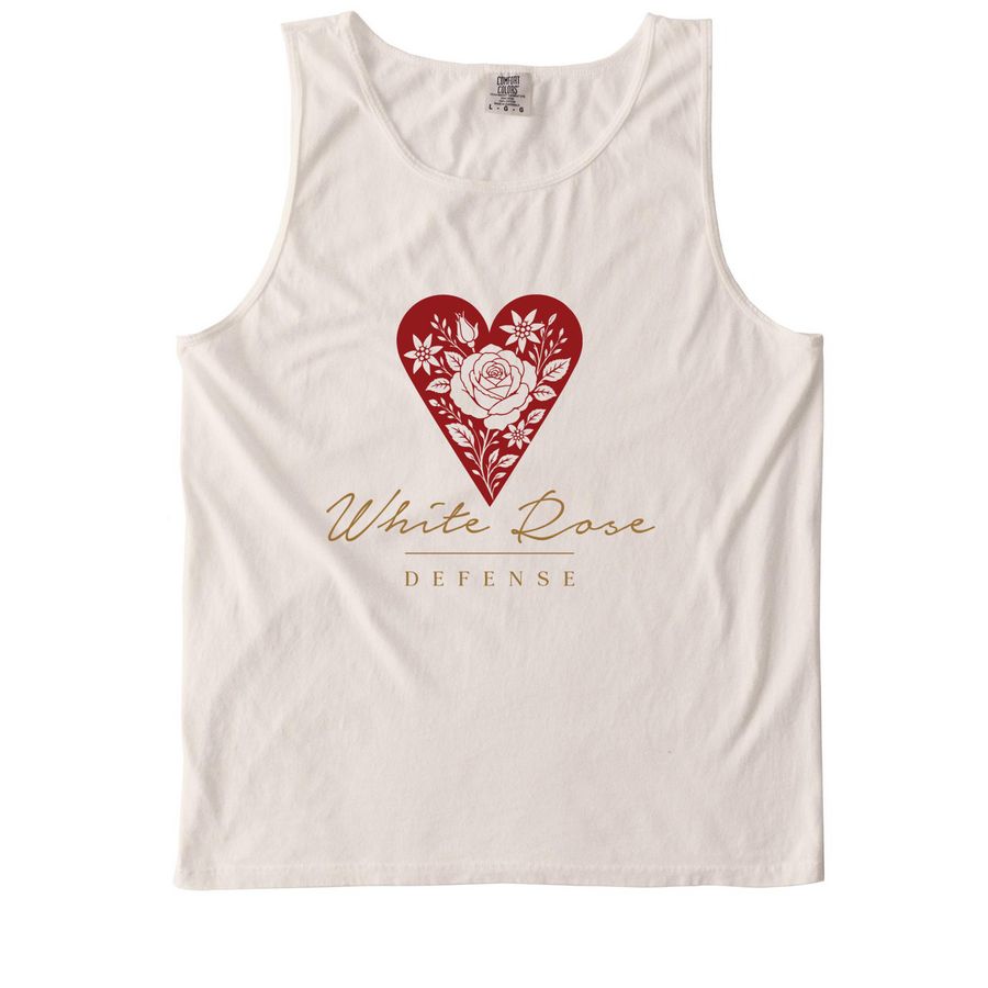 White Rose Defense Logo Shirts, a Ivory Comfort Colors Tank Top