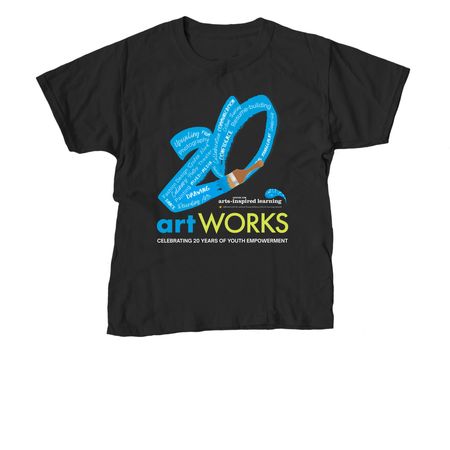 ArtWorks 20th Anniversary Apparel, a Black Youth Unisex Tee