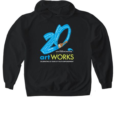 ArtWorks 20th Anniversary Apparel, a Black Gildan Softstyle Pullover Hoodie