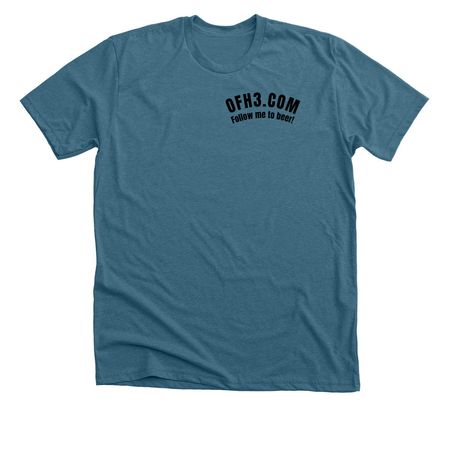 OFH3 Logo On Back, a Heather Deep Teal Premium Unisex Tee