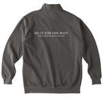 For The Plot Books, a Pepper Comfort Colors Quarter Zip Pullover (back-view)
