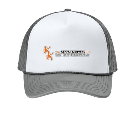 KK Hats, a White/ Deep Smoke Printed Foam Trucker Hat