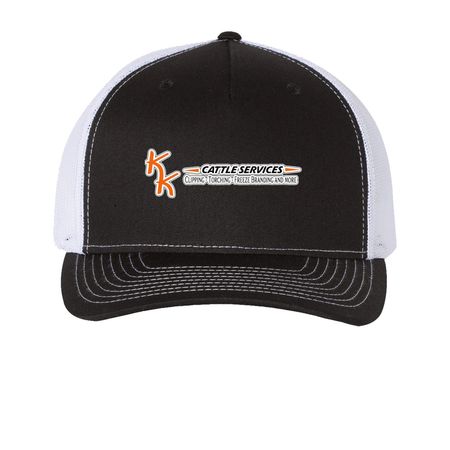 KK Hats, a Black/ White Printed Five-Panel Trucker Cap
