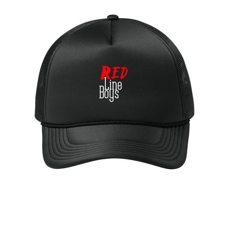 Redline Boys Hats, a Deep Black Printed Foam Trucker Hat