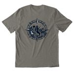 Think Like An Ancestor, a Driftwood Grey Allmade Organic Cotton Mineral Dye Tee (back-view)